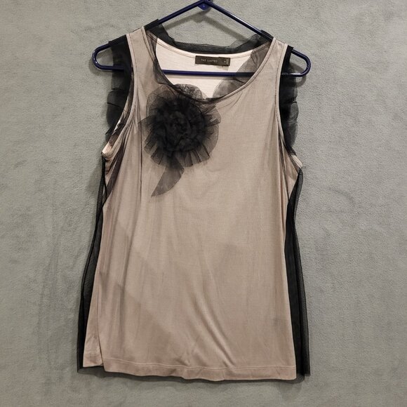 Limited Lined‎ Black Tulle Sleeveless Top Women's Size Medium Romantic Goth Mesh - Picture 1 of 5